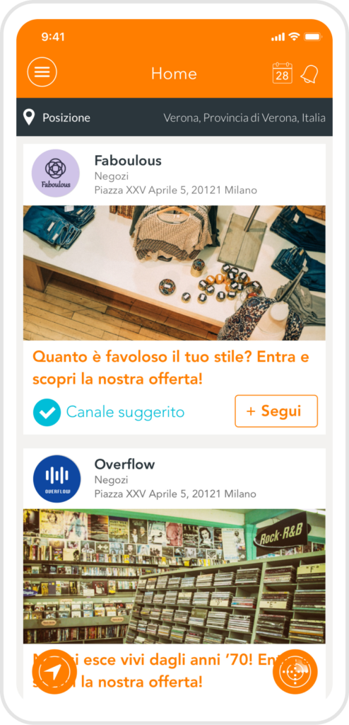Schermata che mostra la home dell'app Movibell